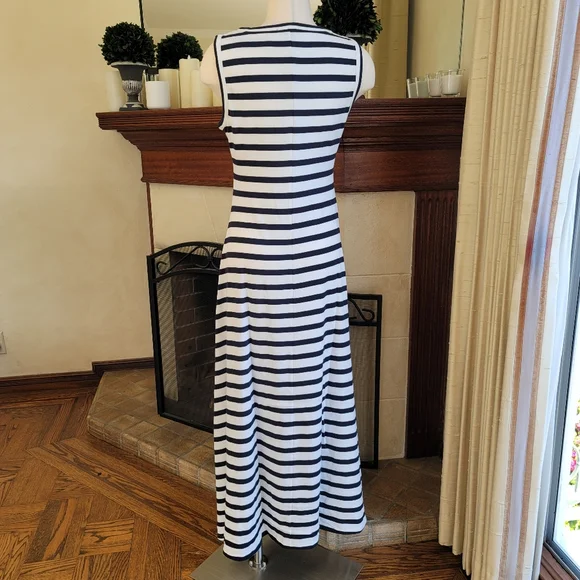 NEW! J Crew High-low Maxi Dress Navy Blue Stripe NWT - Picture 6 of 8